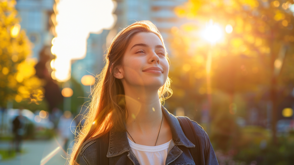 Anti-Pigmentation Compounding glowing skin outdoors